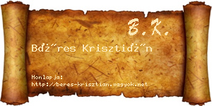 Béres Krisztián névjegykártya